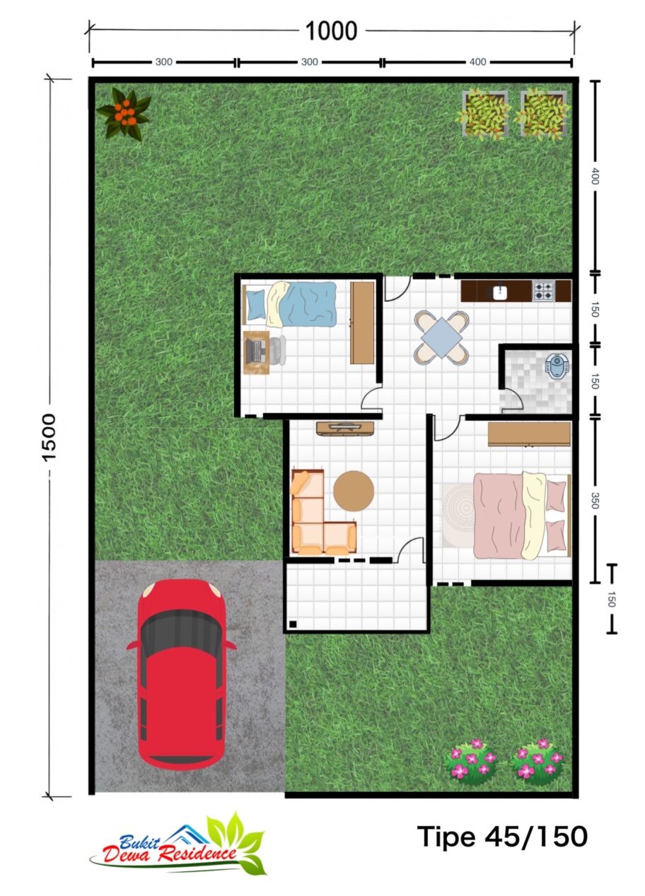 Denah Tipe 45 - Bukit Dewa Residence